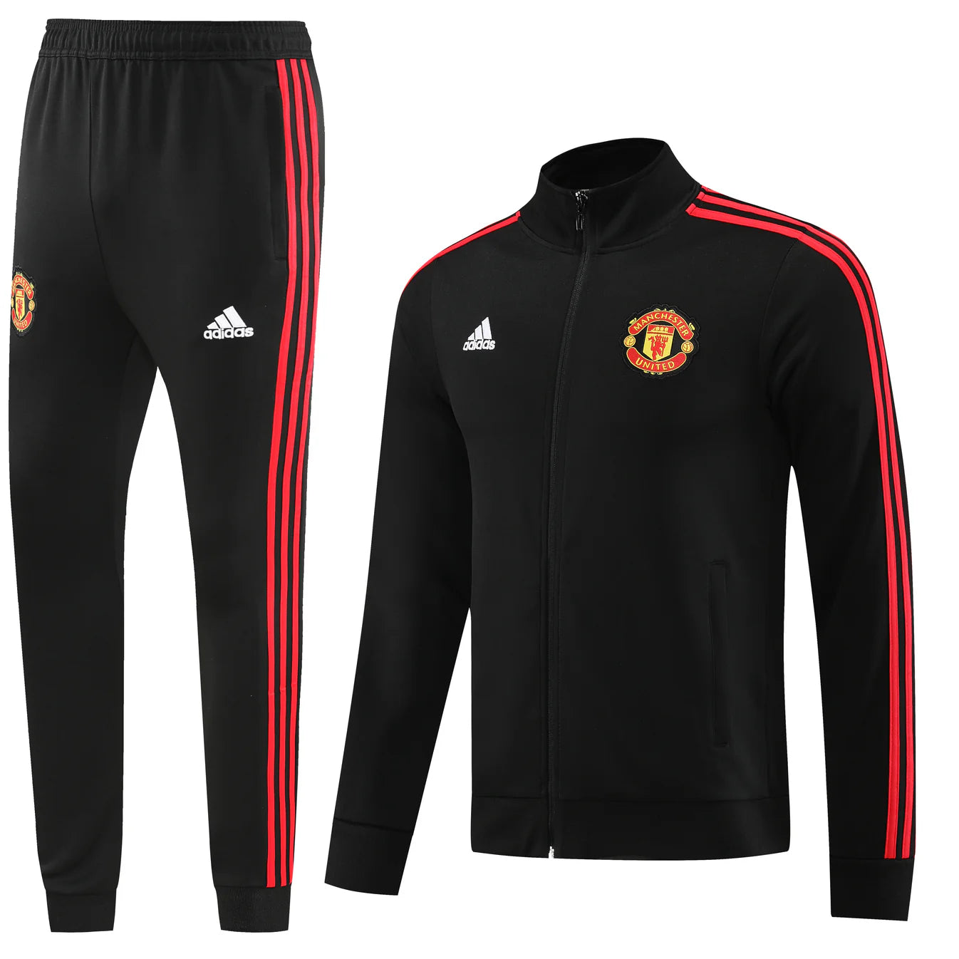 Manchester United Black Training Tracksuit - Red Streak Edition