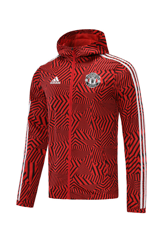 Man Utd Red & Black Striped Light Jacket