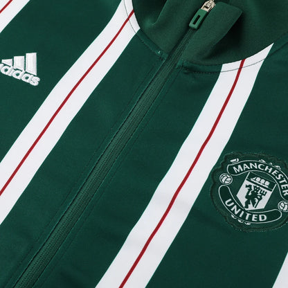 Manchester United Heritage Striped Training Tracksuit - Forest Green Edition