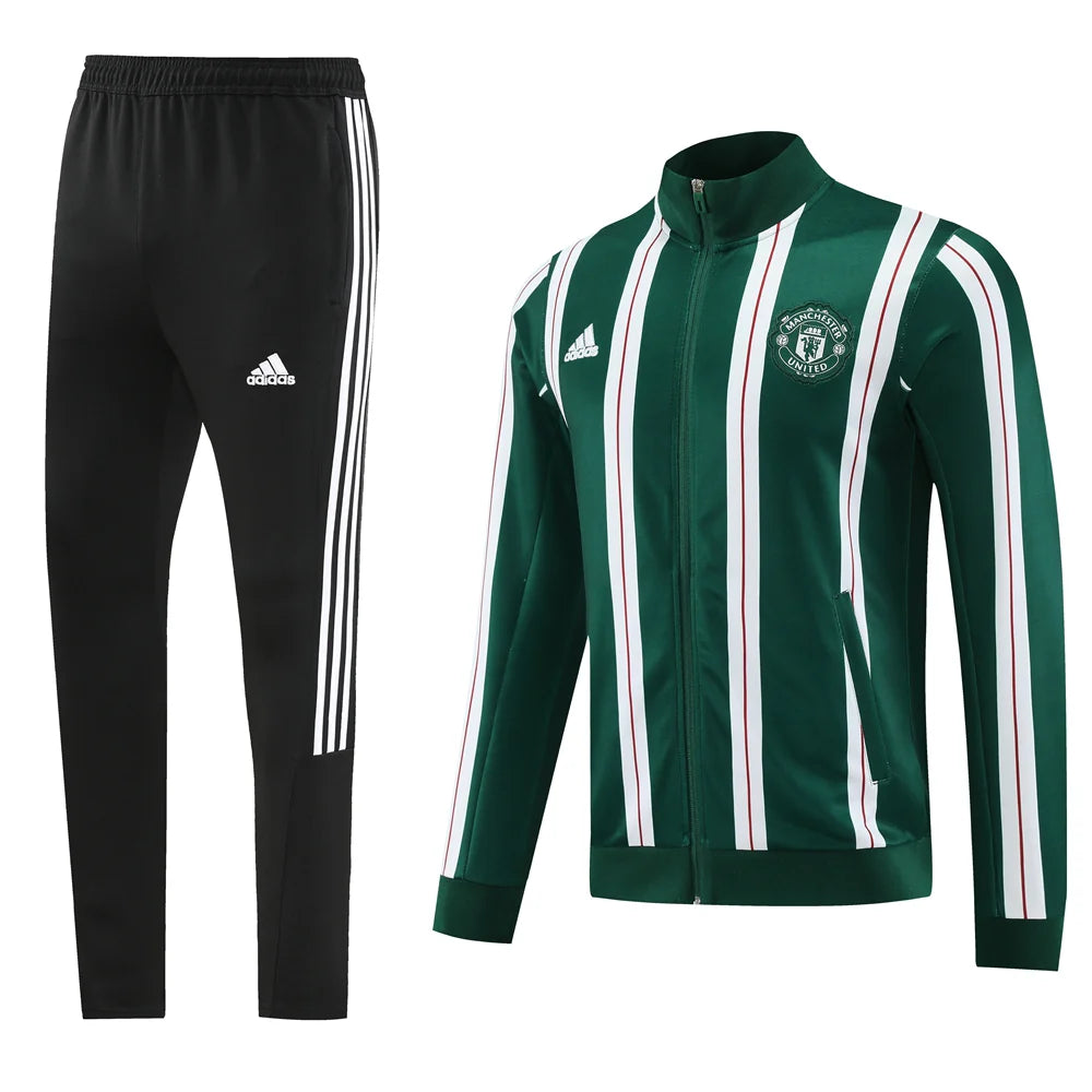 Manchester United Heritage Striped Training Tracksuit - Forest Green Edition