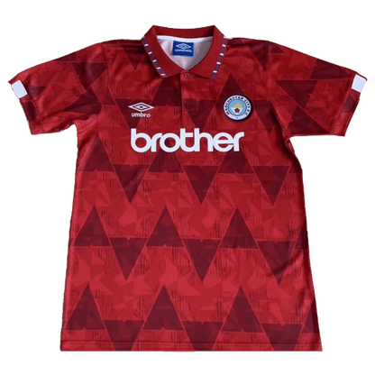 Man City 1991 Away Red Kit