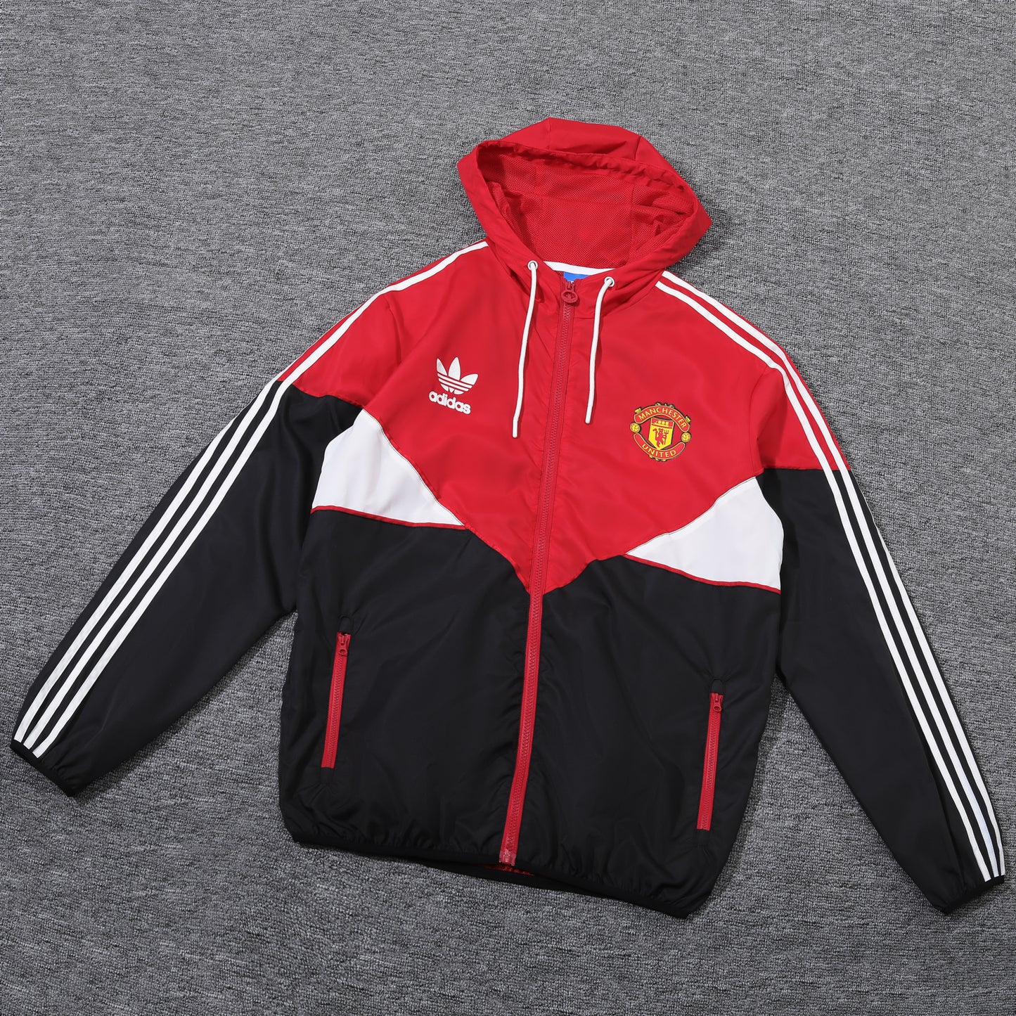 Manchester United Red & Black Trefoil Adidas Windbreaker